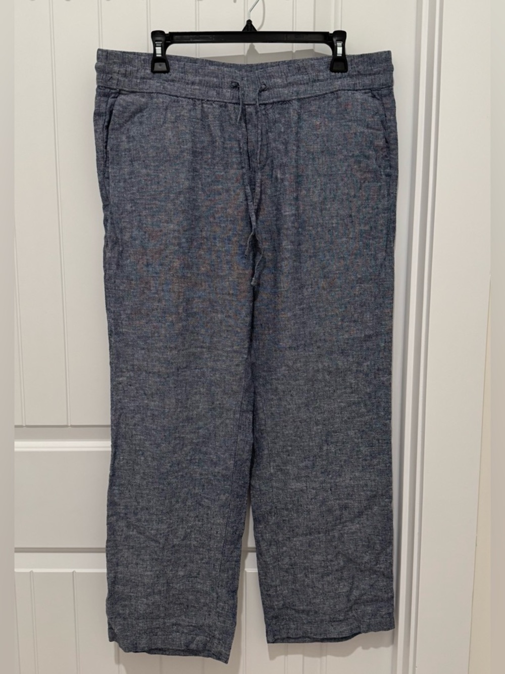 Ann Taylor Large Navy Linen Drawstring Pants